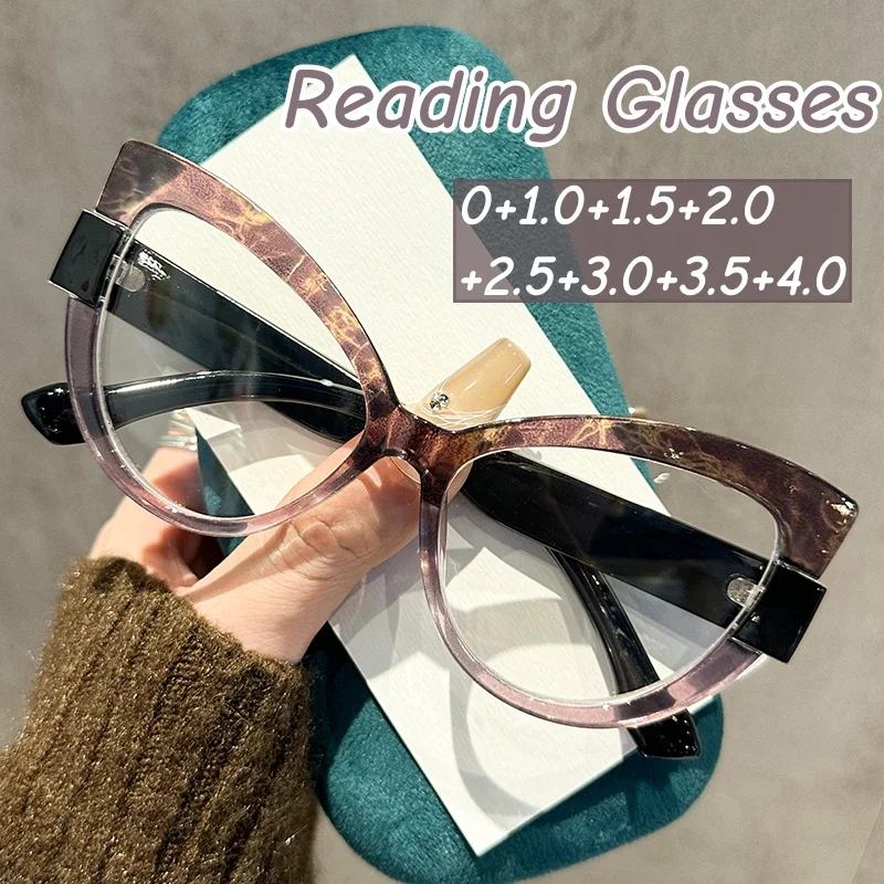 

Oversized Cat-eye Presbyopia Unisex Ultralight Blue Light Blcoking Reading Glasses Men Women Large Frame Far Sight Glasses