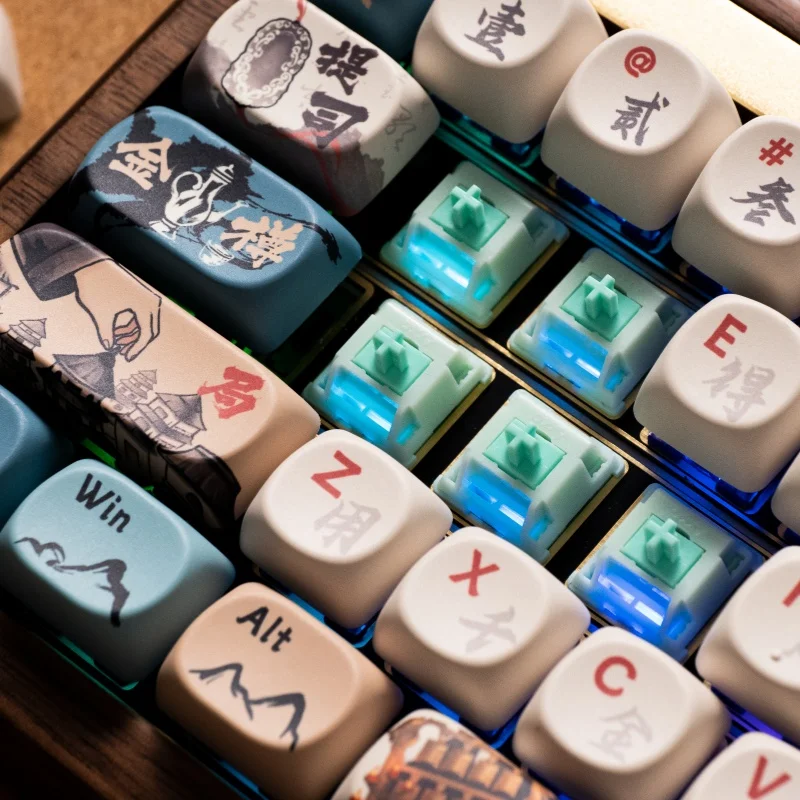 Akko MU01 Mountain Seclusion Wooden Mechanical Keyboard RGB Hot-swappable BT 5.0/2.4G Wireless & Type-C Wired Gaming Keyboard