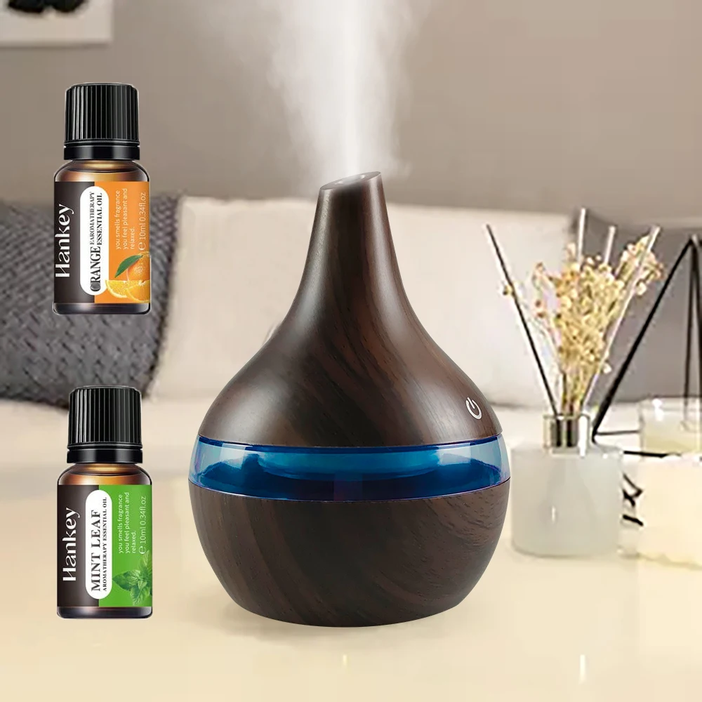 

New 300ml Humidifier & Oil Diffuser Wood Grain Design, USBPowered, Includes 2 Aroma Oils