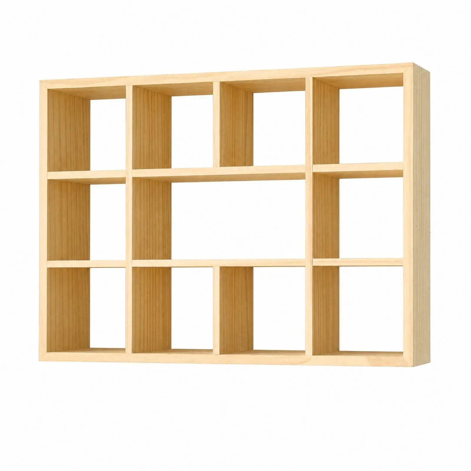 Floating Wall Shelf Solid Wood Bookshelf Organizer Storage Display Rack for Bedroom Living Room