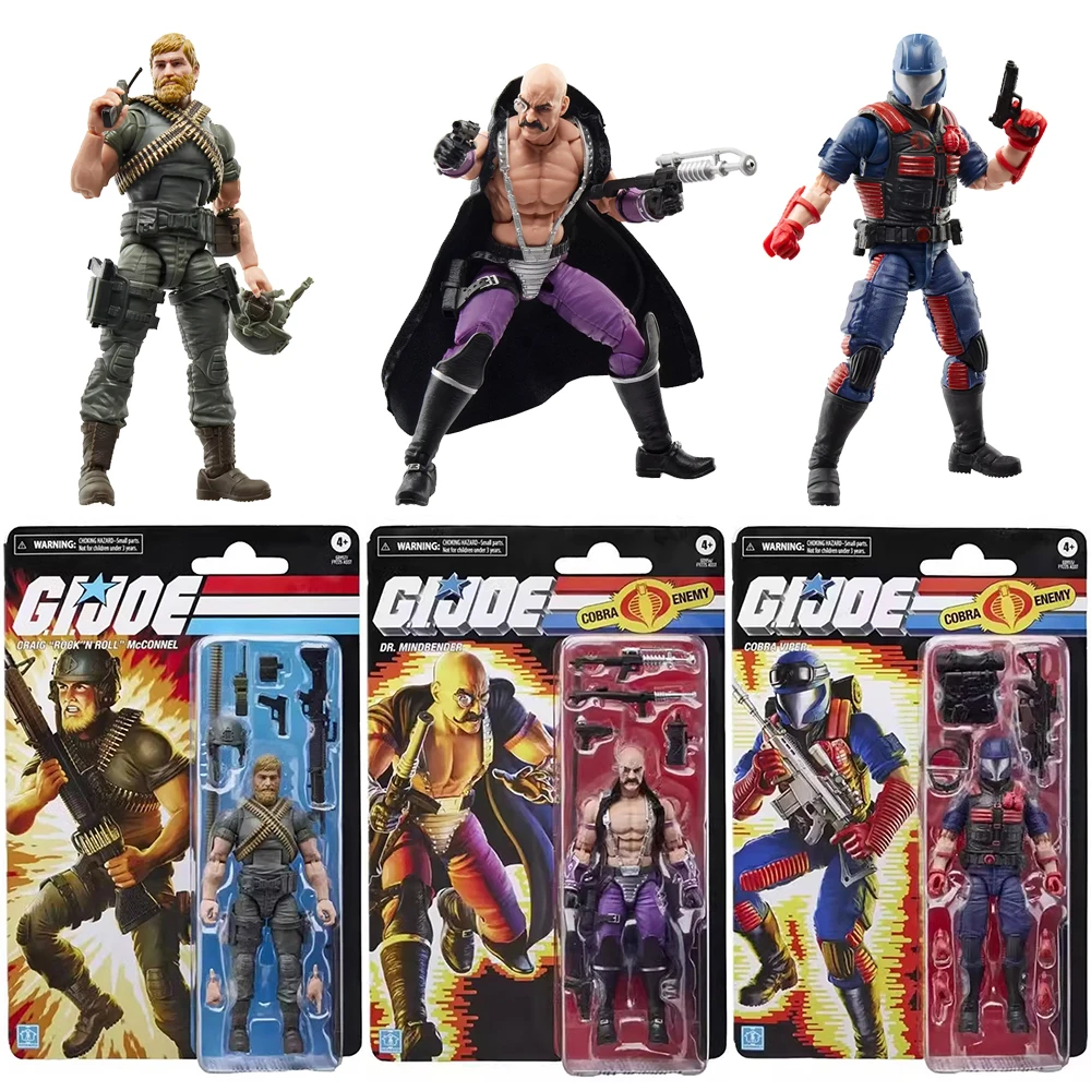 

[In-Stock] Hasbro G.I. Joe Classified Series Rock N Roll, Dr. Mindbender, and Cobra Viper 15cm Retro Cardback Action Figure Toys
