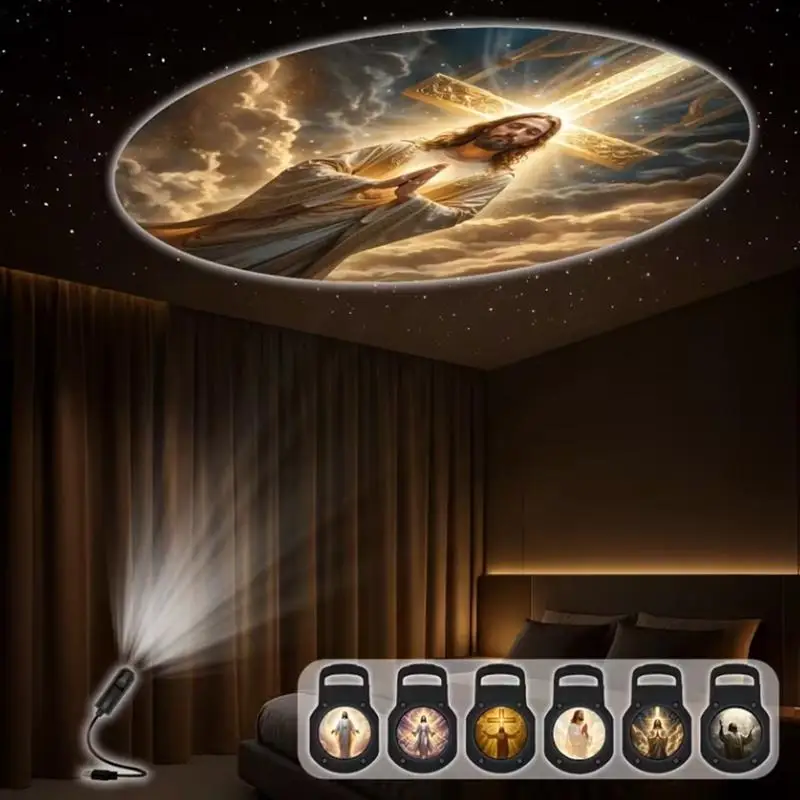 Religious Character Image Themed USB Projection Light With Twelve Patterns Perfect For Room Ceiling Background Decoration