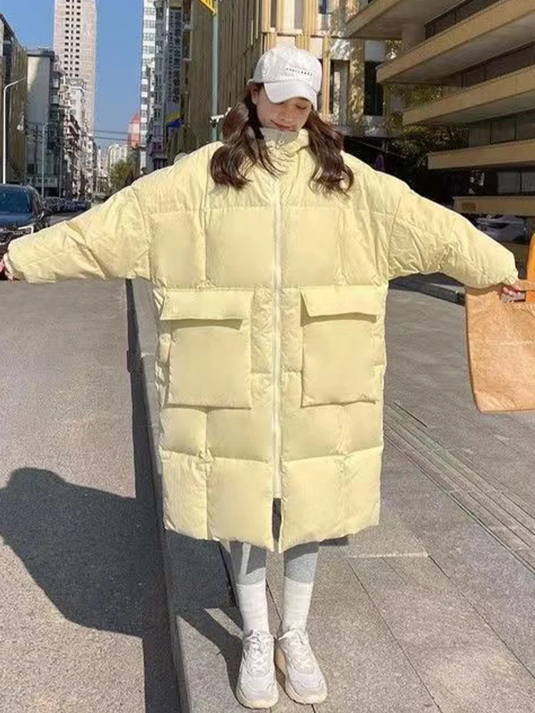 Down Cotton Parkas Women Long Padded Jacket Winter Female Oversized Loose Warm Coats Ladies Korean Fashion Hooded Long Jacket