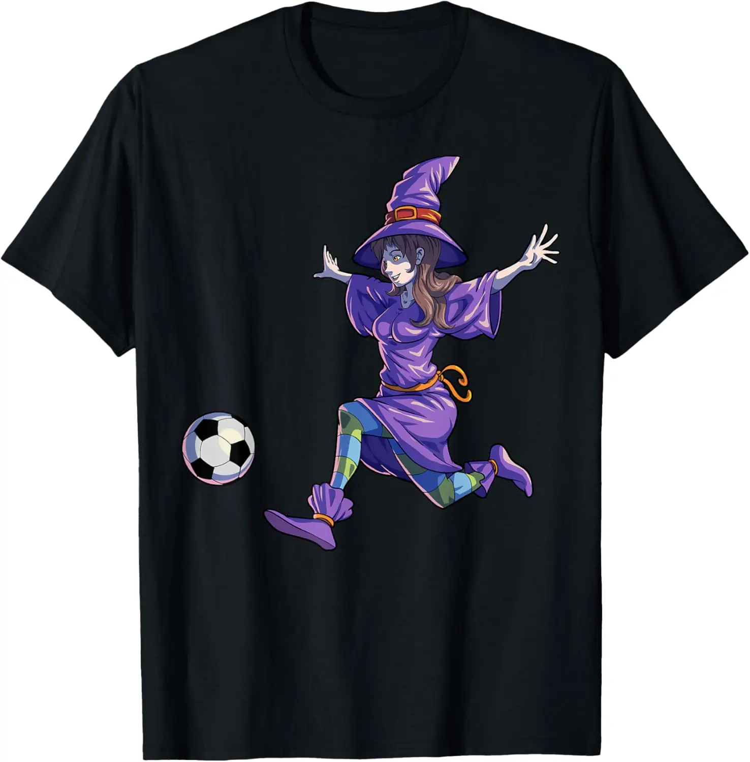 Soccer Witch Halloween Women Girls Soccer Halloween T-Shirt