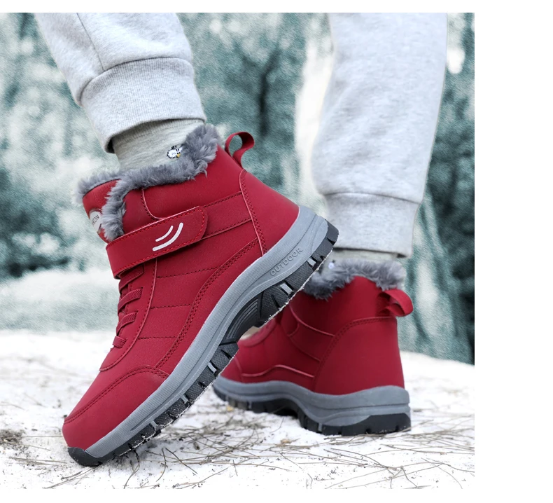 Unisex Winter Outdoor Berg-Baumwollschuhe Rutschfeste Warme Fleece-Gefütterte Wanderstiefel Wasserdichte Kältebeständige Schneestiefel 35-46 – Detail 17