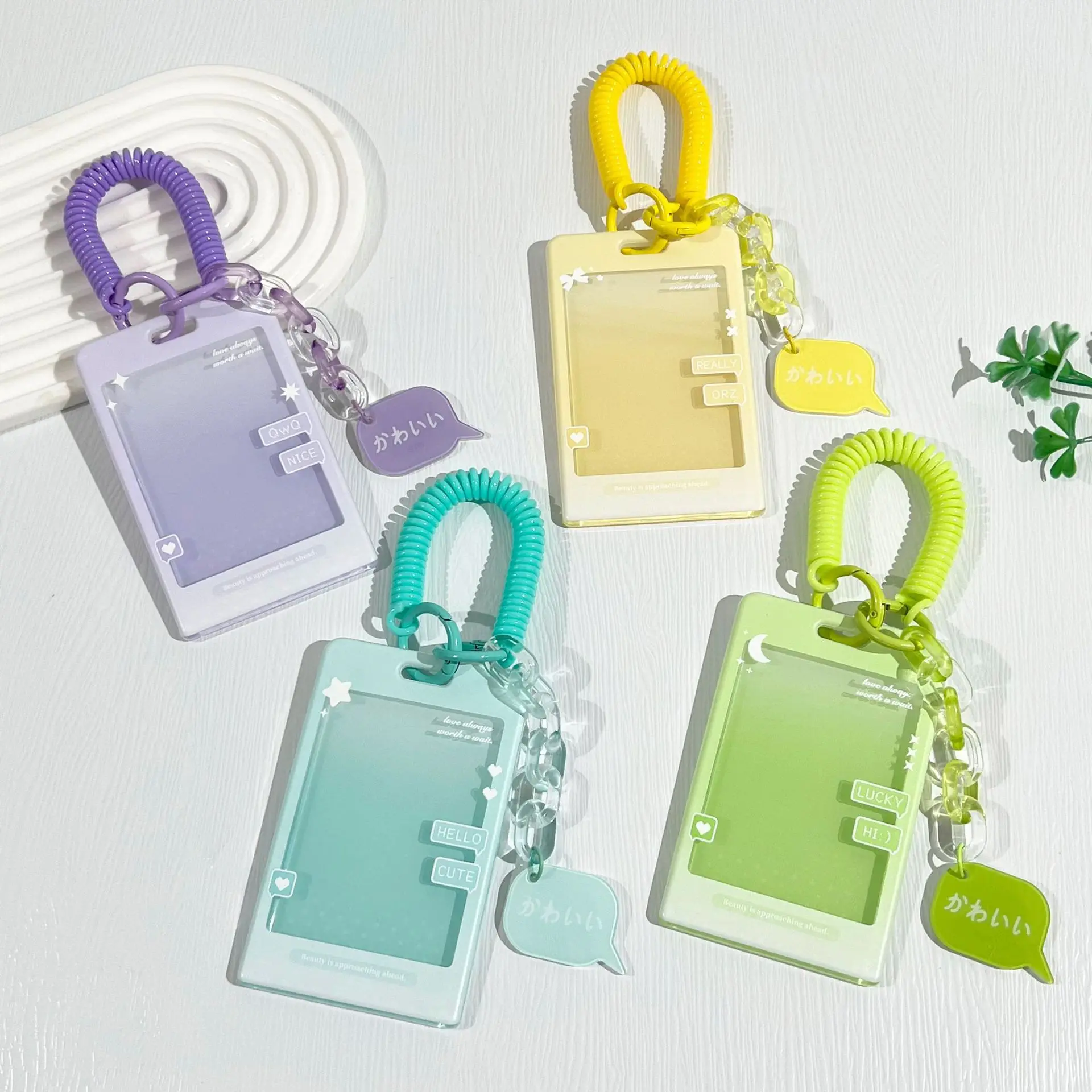 Transparent 3 Inch Photocard Holder Keychain Protective Card Sleeve for Star Photocard ID Badge