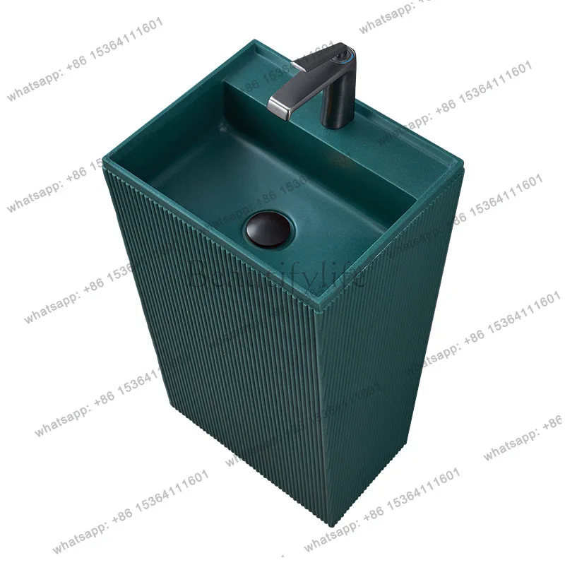 

Balcony bathroom column type washbasin integrated floor type washbasin small apartment creativity