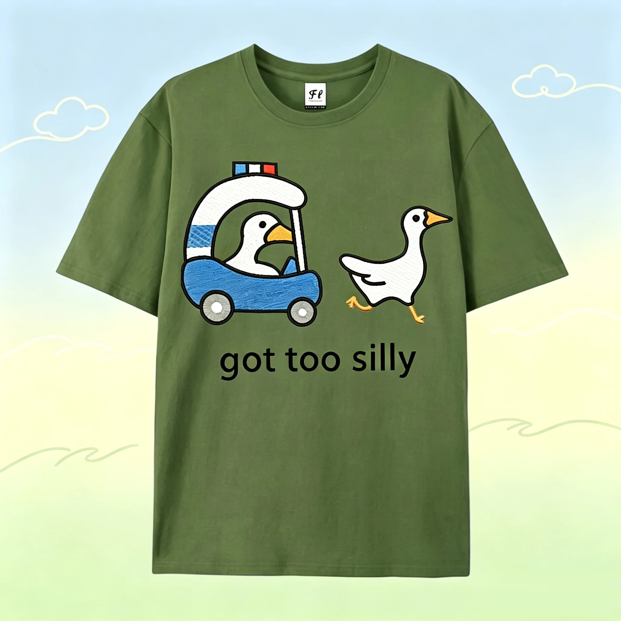 Funny Duck Police Car Graphic T‑Shirt Women 