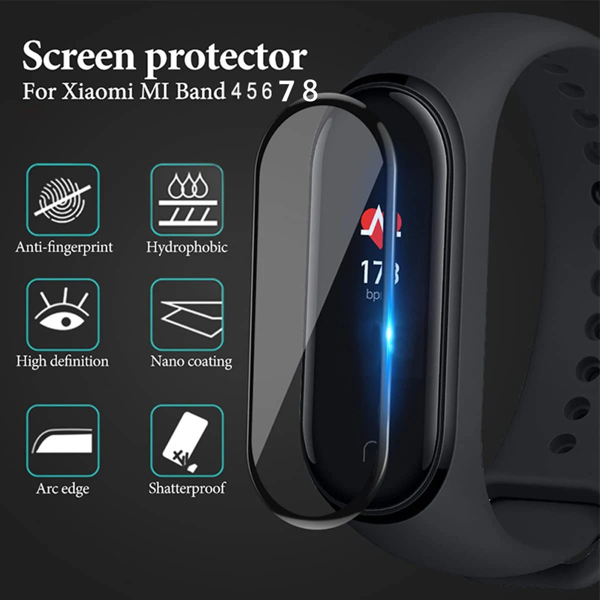 1-5PCS Screen Protectors for Xiaomi MI Band 8 6 5 7 Film 9D Curved Soft Protective Film HD Anti-scratch Smartwatch Accessories