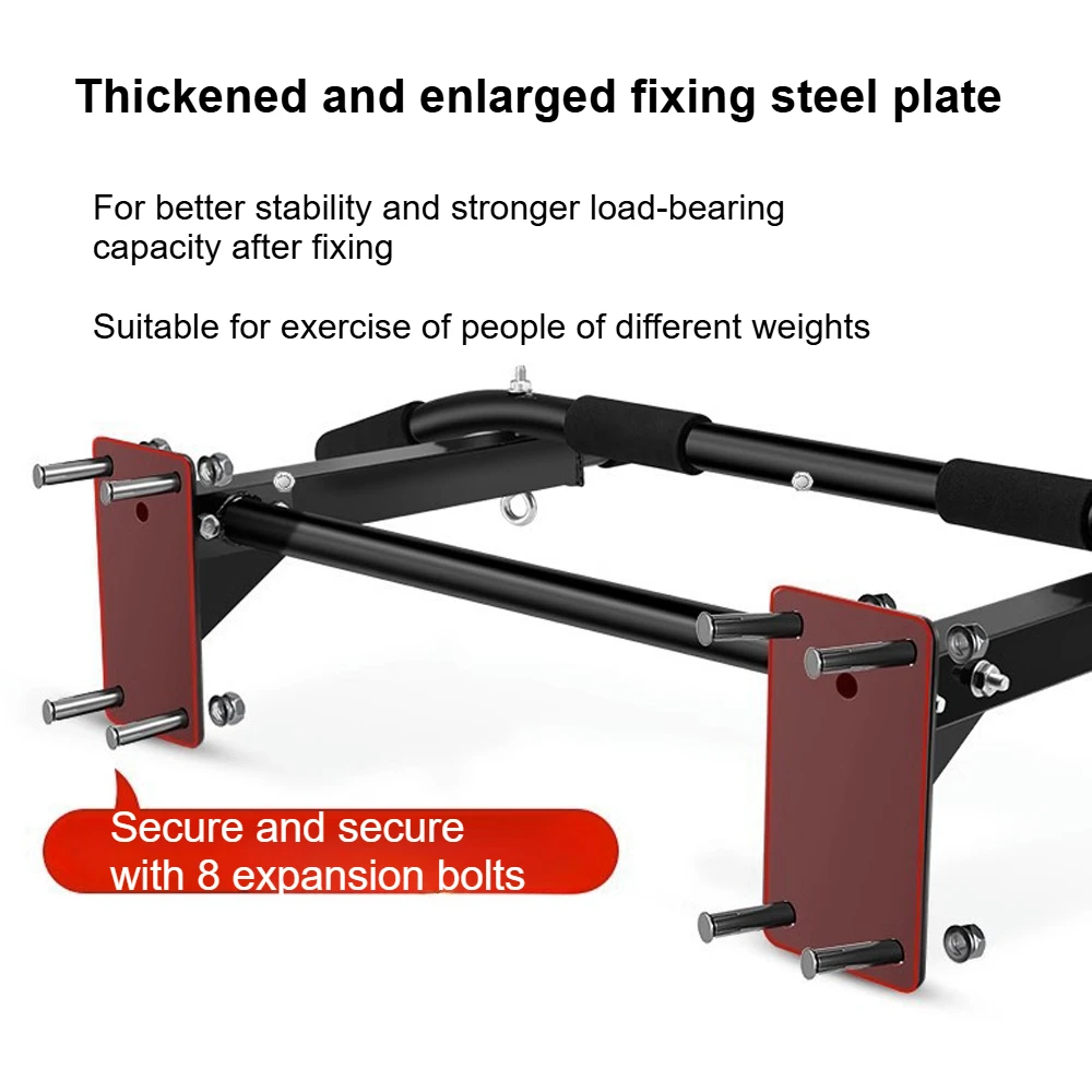 قضيب سحب ما يصل مثبت على الحائط، قضيب رفع للذقن عالي التحمل في صالة الألعاب الرياضية واللياقة البدنية في المنزل، 600 رطل، قضيب متعدد الاستخدام مع حامل ومسامير