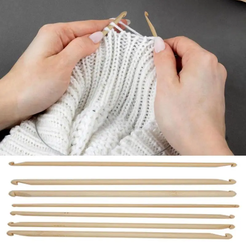 Double End Crochet Hook Bamboo Knitting Needles Tunisian Crochet Hooks Weave Craft Rochet Needles Sweater Weaving Wooden Needles