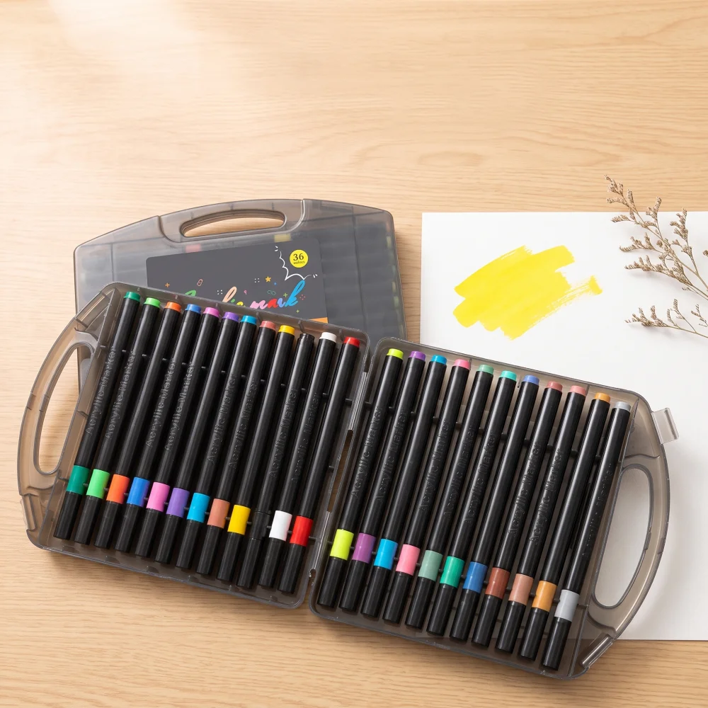 24-80 Colors Brush Tip Acrylic Markers Set, Soft Tip Art Pens for Rock Painting, Ceramic, Multi-Surface Supplies for Artists