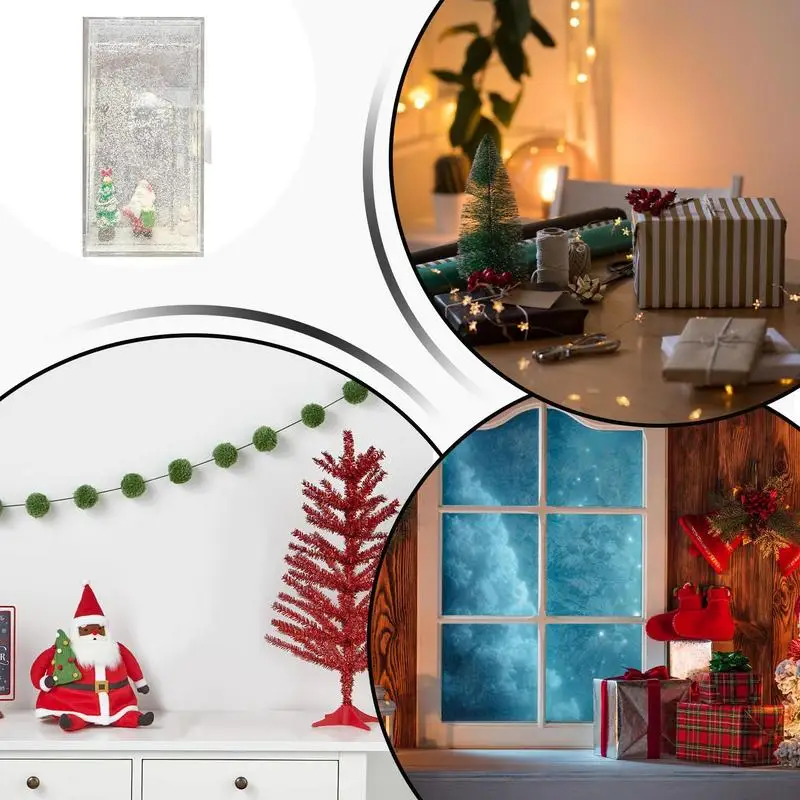 Escena de nieve farola Navidad pequeña luz nocturna contiene muñeco de nieve Santa Claus Navidad escena de nieve luz nocturna decoración de escritorio