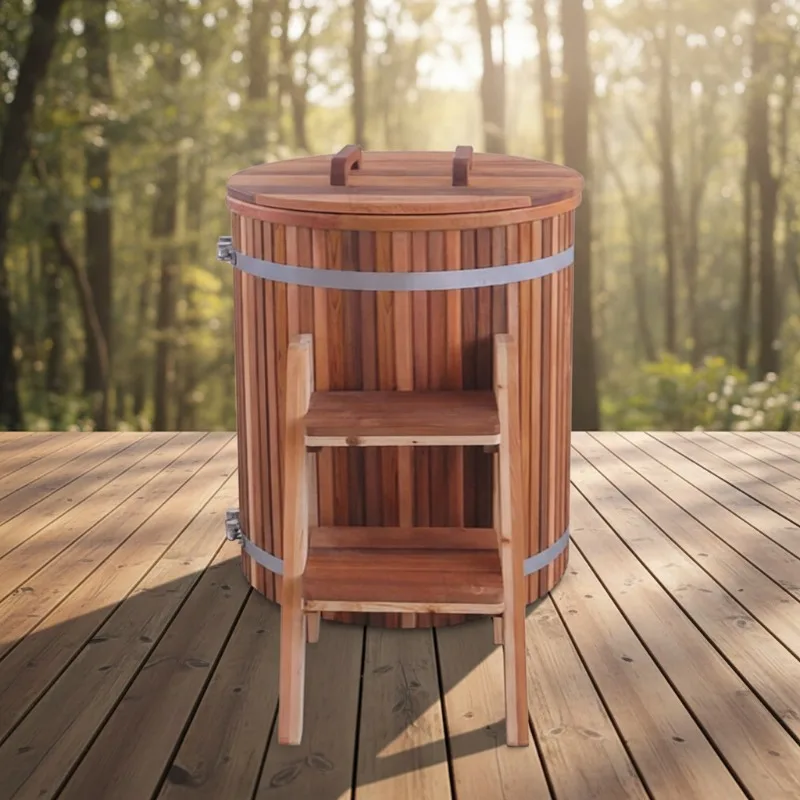 Direct Manufacturer, Modern Solid Redwood Cask Cold Bath