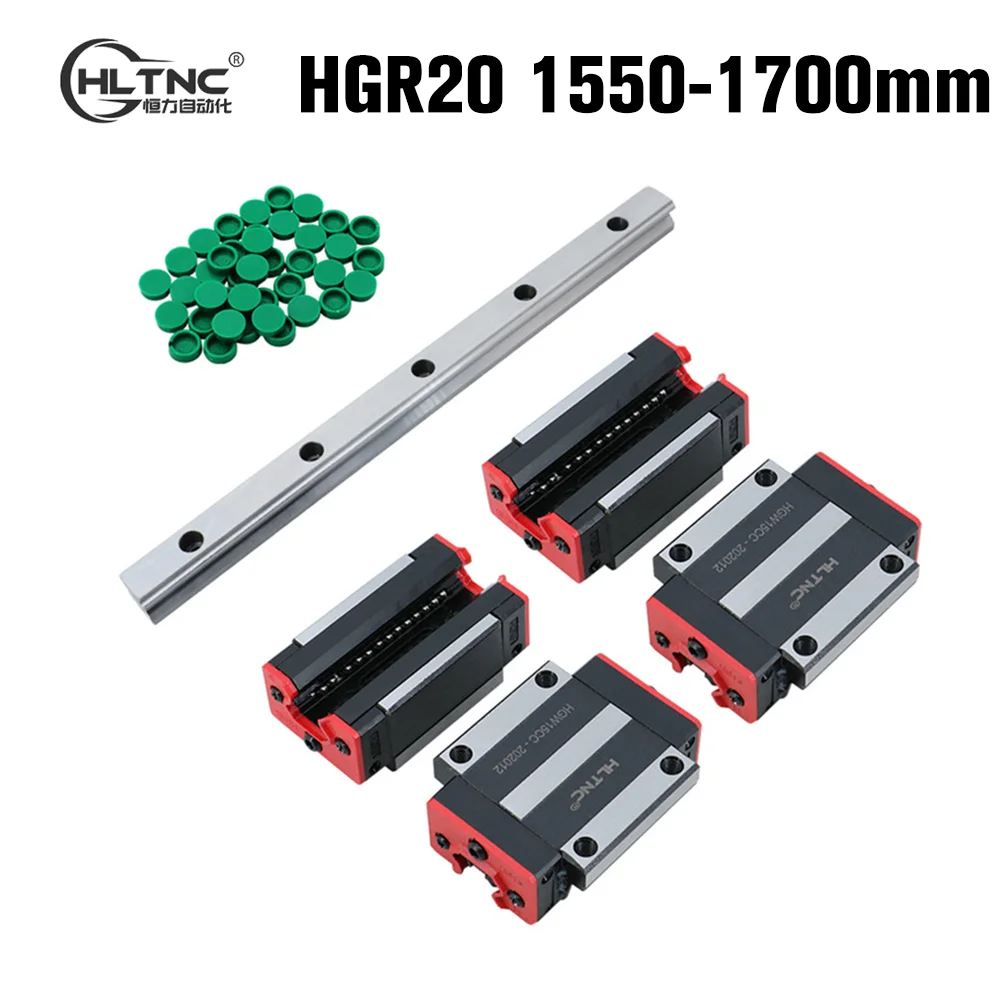 HLTNC 20mm HGR20 1550mm 1600mm 1650 1700mm Linear Guide Rail With HGH20CA HGW20CC Carriage Slider Block For CNC Engraver Router