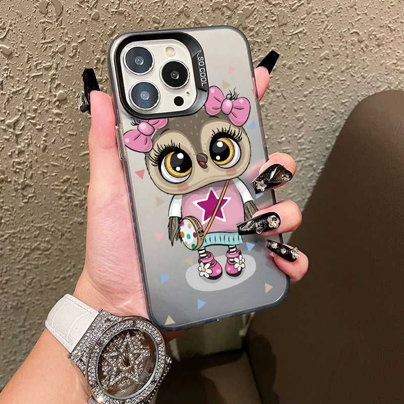Coruja bonito dos desenhos animados caso para oppo a57 a78 a58 a54 a38 a17 a16 a54s a55 a79 a9 a5 a8 f9 a53s a53 a60 a77 pc capa de telefone