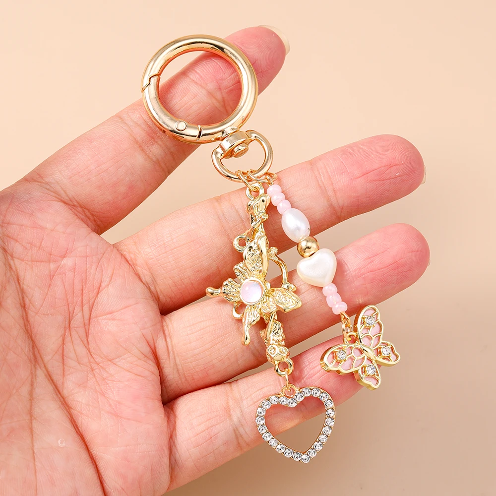 Aihua Niedlicher schicker Schmetterlings-Schlüsselanhänger, Y2K-Kristall-Schmetterlings-Schlüsselanhänger für Frauen und Mädchen, Handtaschen-Anhänger, Schmuckstücke, Schmuck, Geschenke – Detail 4