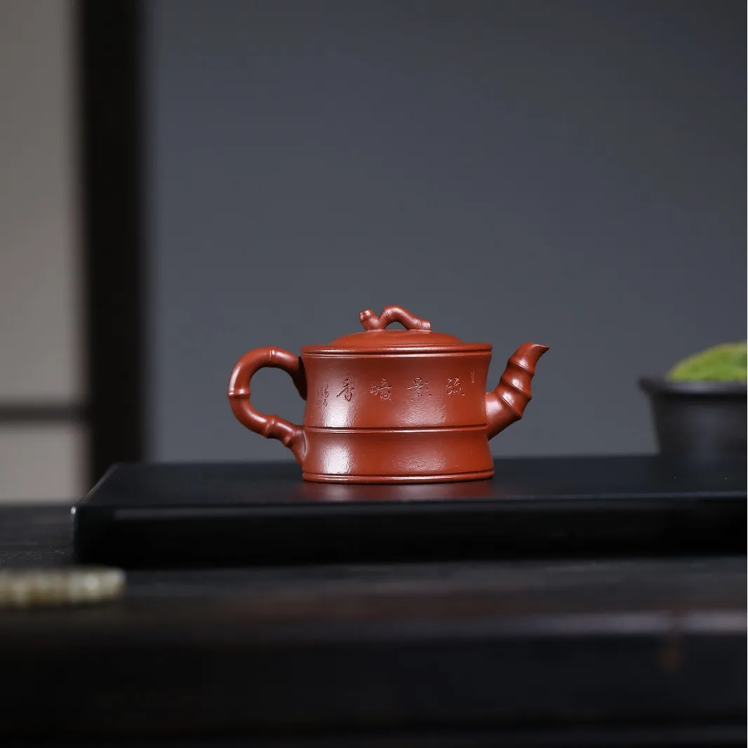Bamboo-Section Yixing Original Ore Dahongpao Hand-Applied Decals Gift Teapot Tea Set Wholesale Zhuni Zisha Teapot