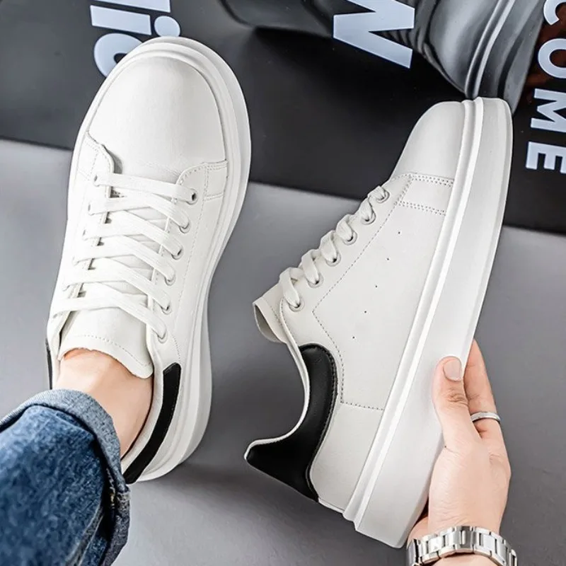 Women's Platform Sneakers Lace Up Round Toe Chunky Sole Smooth Finish Contrast Heel Patch Casual Daily Walking Everyday Shoes