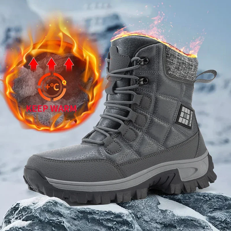 

Couples Snow Shoes for Women Plush Platform Boots Male Non Slip Cotton Warm Mid-calf Boots Botas De Invierno Para Mujer Hombre