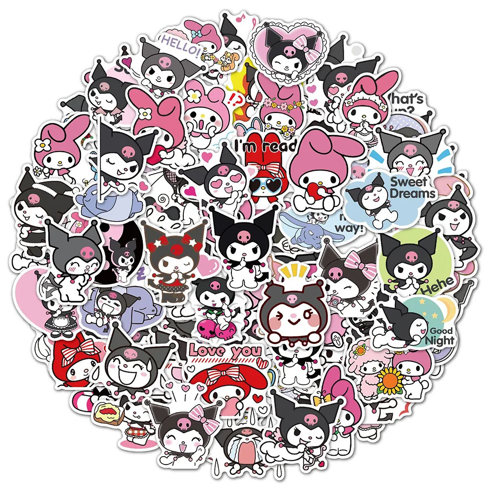 

10/30/50/100pcs Kawaii Cartoon Anime Kuromi Melody Decorative Stickers for Children Diary Phone Scrapbook Graffiti Sticker Toy