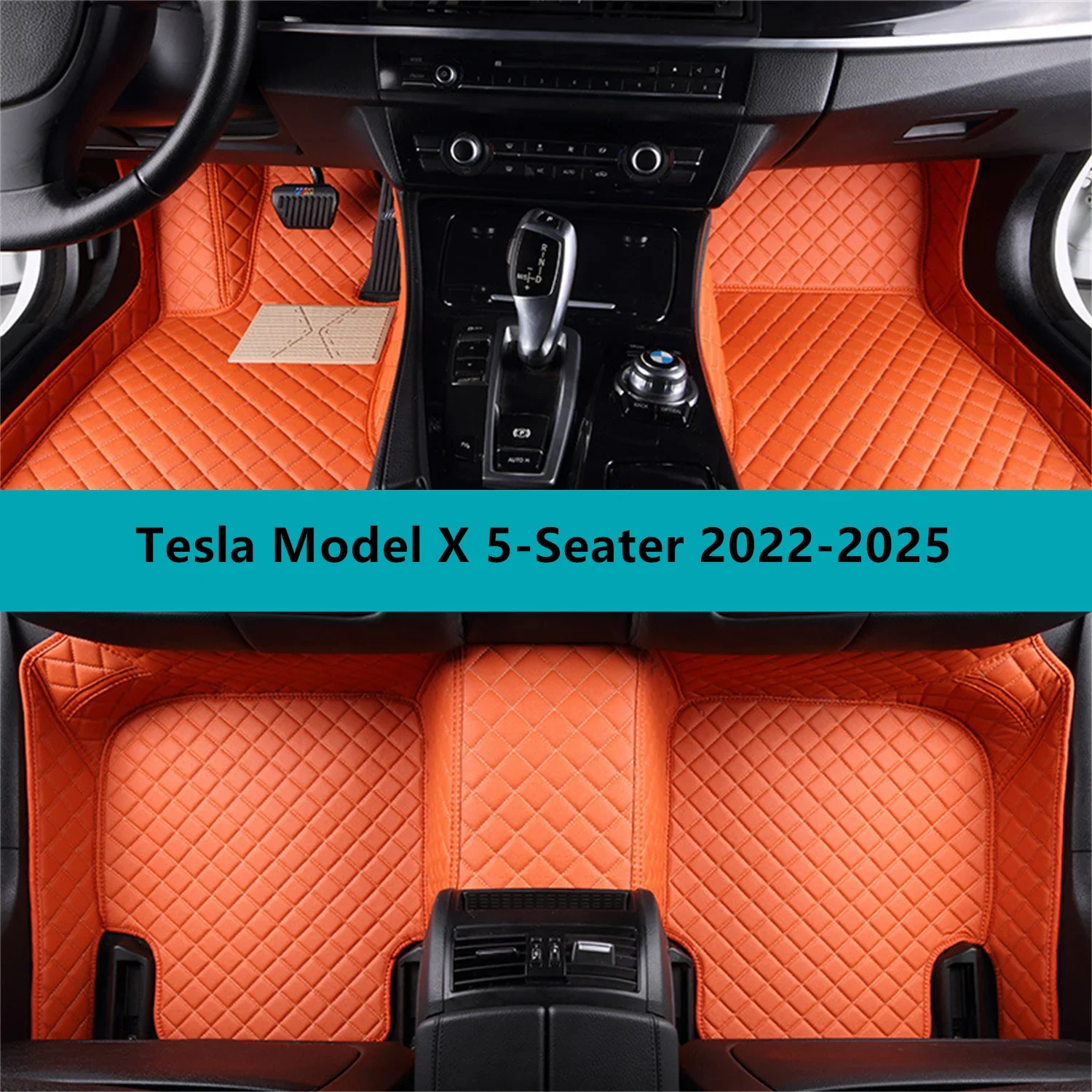 

Full Set Car Floor Mats for Tesla Model X 5-Seater 2022-2025 Leather Floor Mats for Cars Mats Carpets