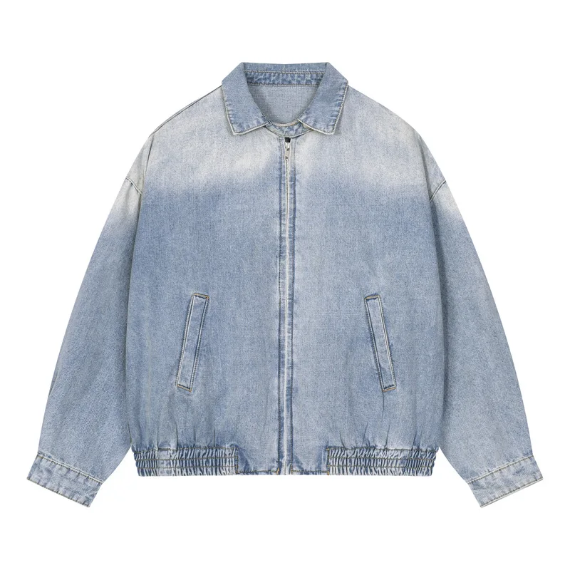 ACOMOSON EU US Size Washed Distressed Denim Jacket Cleanfit Loose Casual Denim Shirt Straight-Leg Pants Three-Piece Jean Set