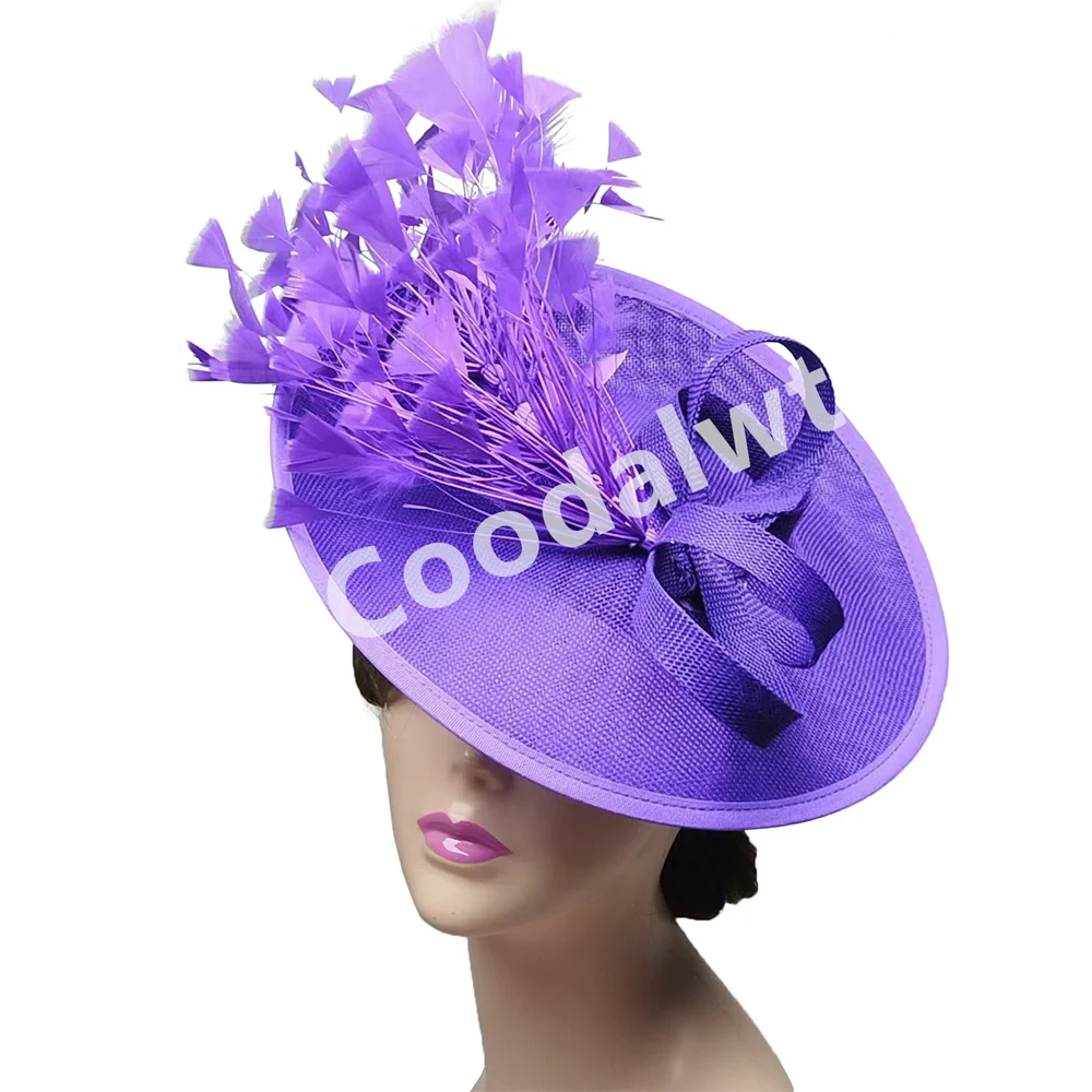 Purple Wedding Fascinators Hats Women Formal Party Church Pillbox Cap Ladies Cocktail Derby Chapeau Cap Bride Marriage Hats