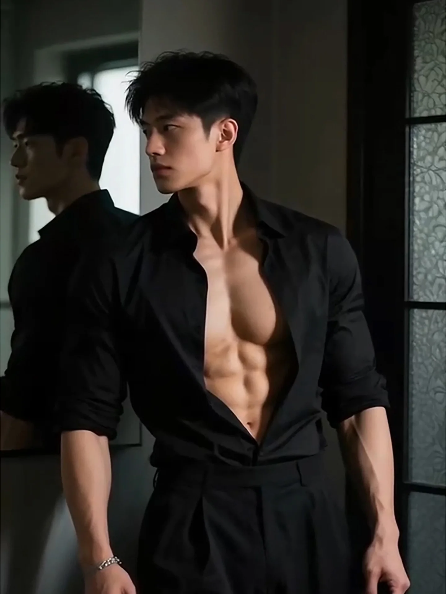 

Bla Neapolitan Long Sve irt Men's Autumn Muscle Display Suit Inner irt Slim Fit irt Casual Sle Breathable Polyester