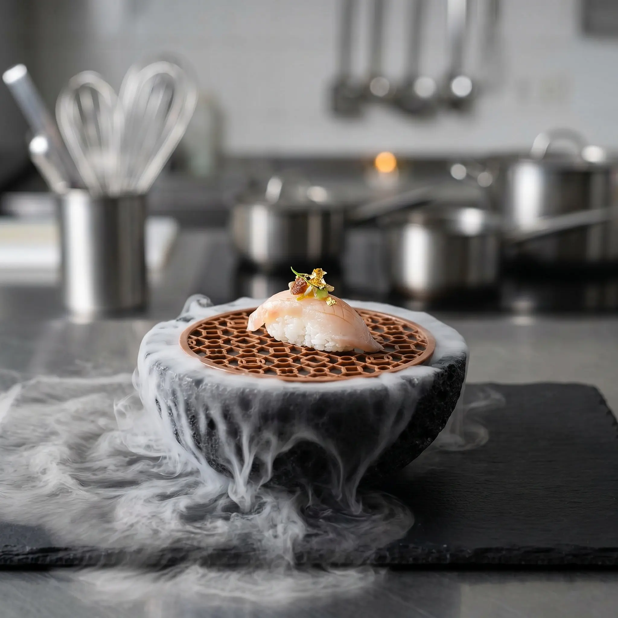 Sphere Decorative Bowl Modern Fruit Bowl Party Centerpiece Sushi Dessert Plate Dry Ice Smoke Diffuser Caviar Serving
