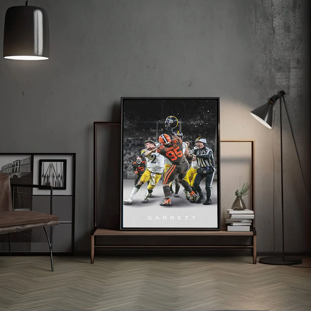 Football on the Field Myles Garrett and Mason Rudolph Poster Art Painting Canvas Print Kids Gift Man Cave Decoration No Frame