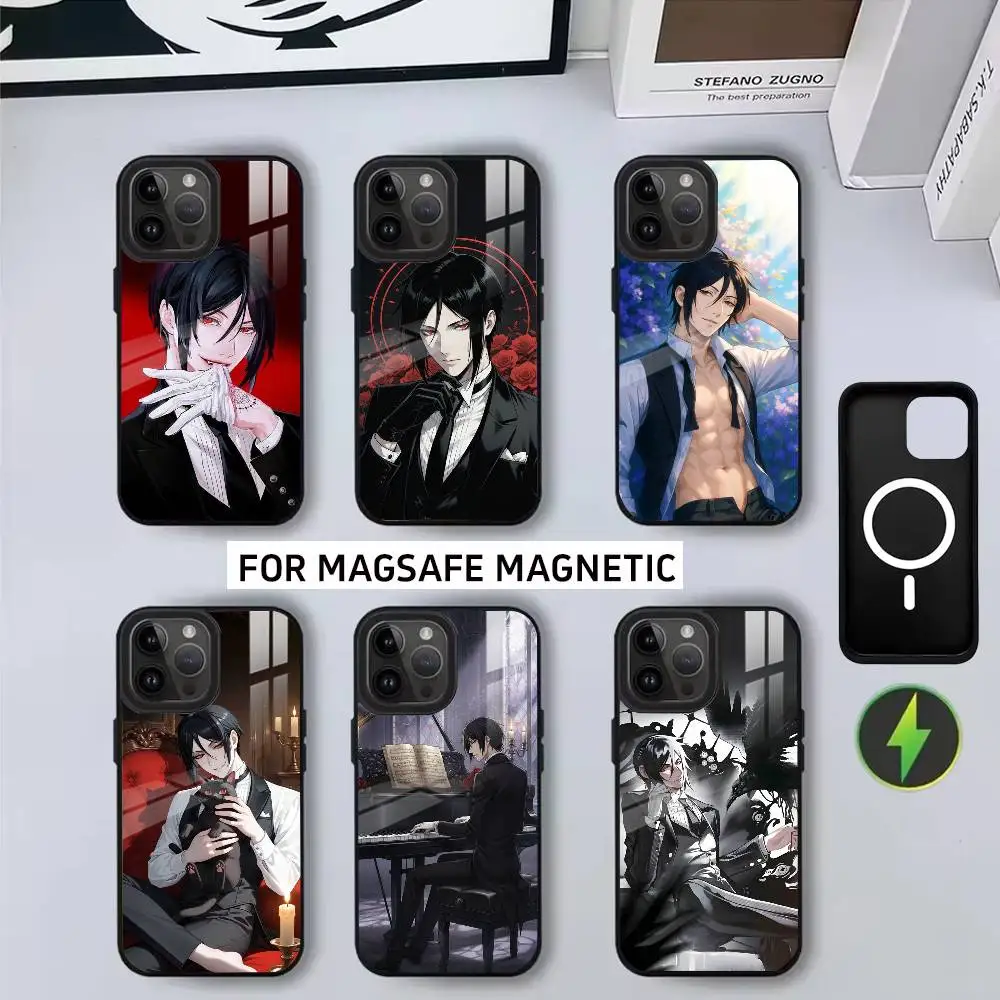 

B-Black B-Butler S-Sebastian M-Michaelis Phone Case For iPhone17,16,15,14,13,12,11 Plus,Magnetic with Magsafe Wireless Charging