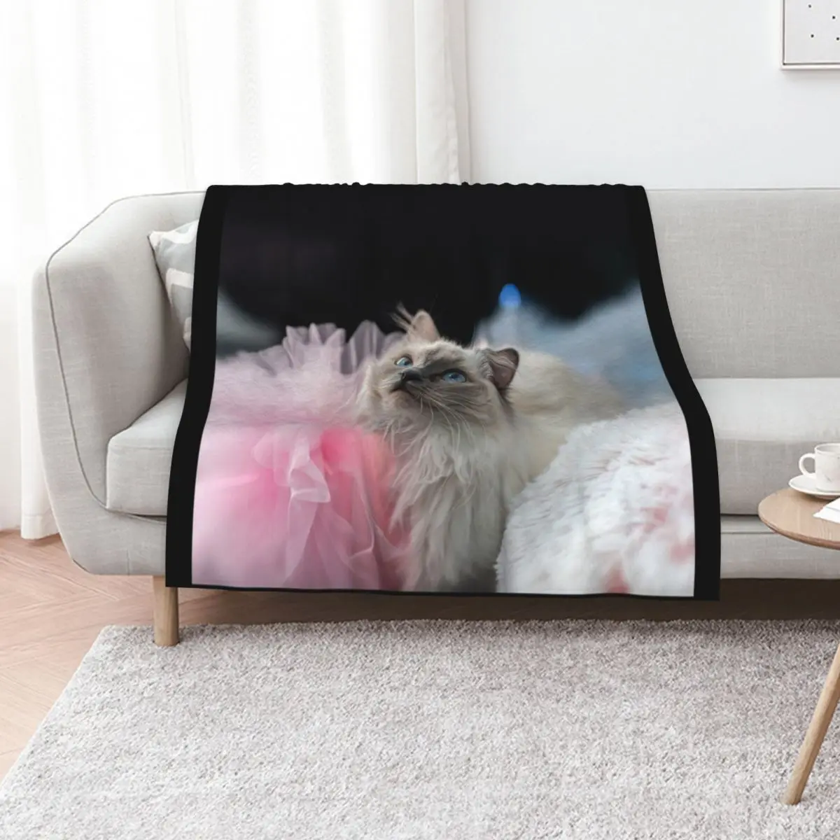 

Sweetie the Birman kitten Throw Blanket sofa bed Luxury Brand valentine gift ideas Beautifuls Blankets