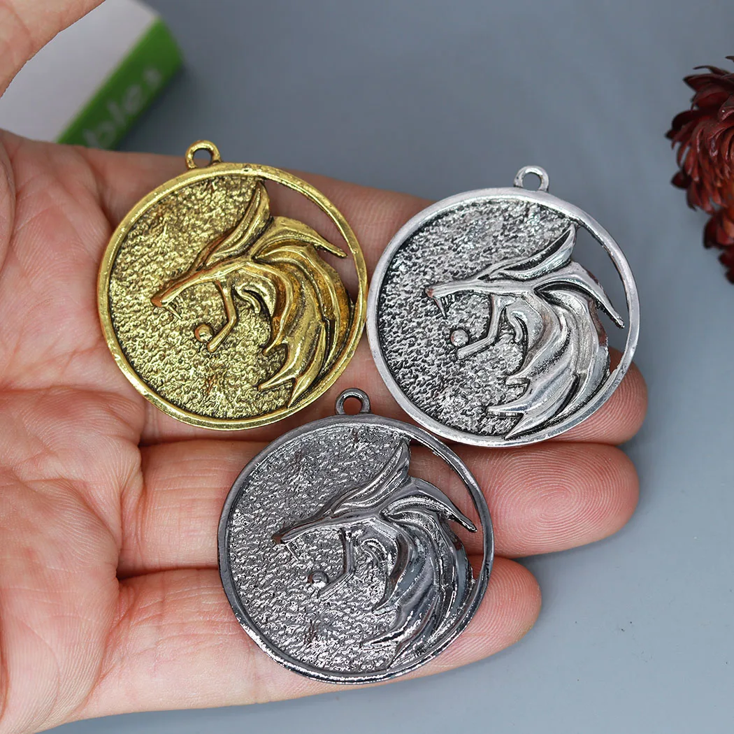 3pcs/Lot Witcher Geralt of Rivia Wolf  Charm Pendant for DIY Necklace Handmade Jewelry Making Peace Lucky Amulet