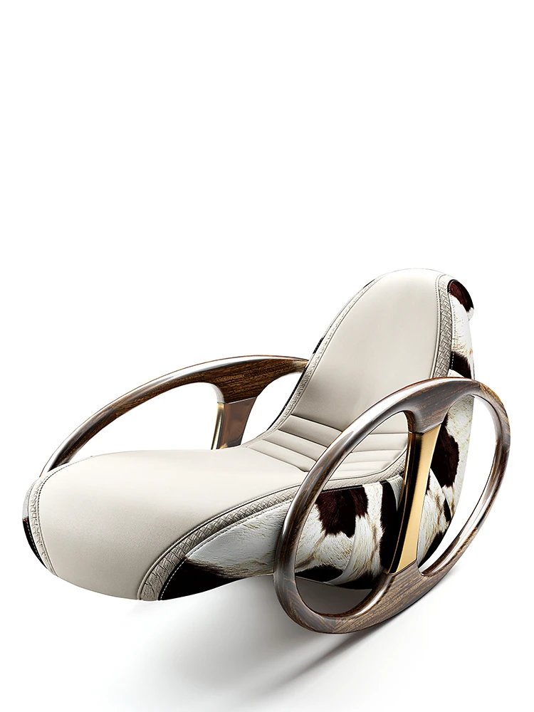 Modern Italian light luxury leather lounge chair casual chair single person sofa rocking chair