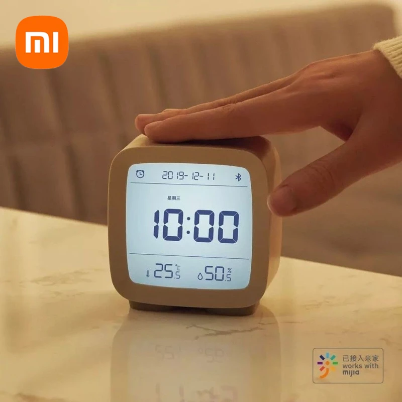 Xiaomi New Qingping Bluetooth Alarm Clock Smart Control Temperature Humidity Display LCD Clock Screen Night Light With Mijia APP