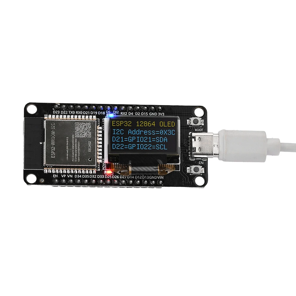 Mini USB ESP32 ESP-WROOM-32D modulo scheda di sviluppo WIFI Type-C Ch340C con schermo Oled 0.96 Display giallo blu 30pin