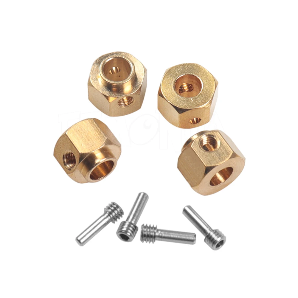 4pcs 6/8/9/10/11/12mm Heavier Brass 12mm Wheel Hex Wheel Hub Extended Adapter for 1/10 RC Crawler Car Traxxas TRX-4 TRX4