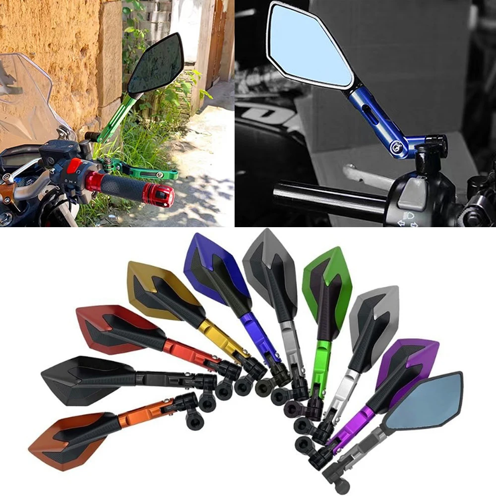 1 Paar Motorrad-Rückspiegel aus Aluminiumlegierung, 8 mm, 10 mm, universell für Yamaha, Honda, Kawasaki, Suzuki