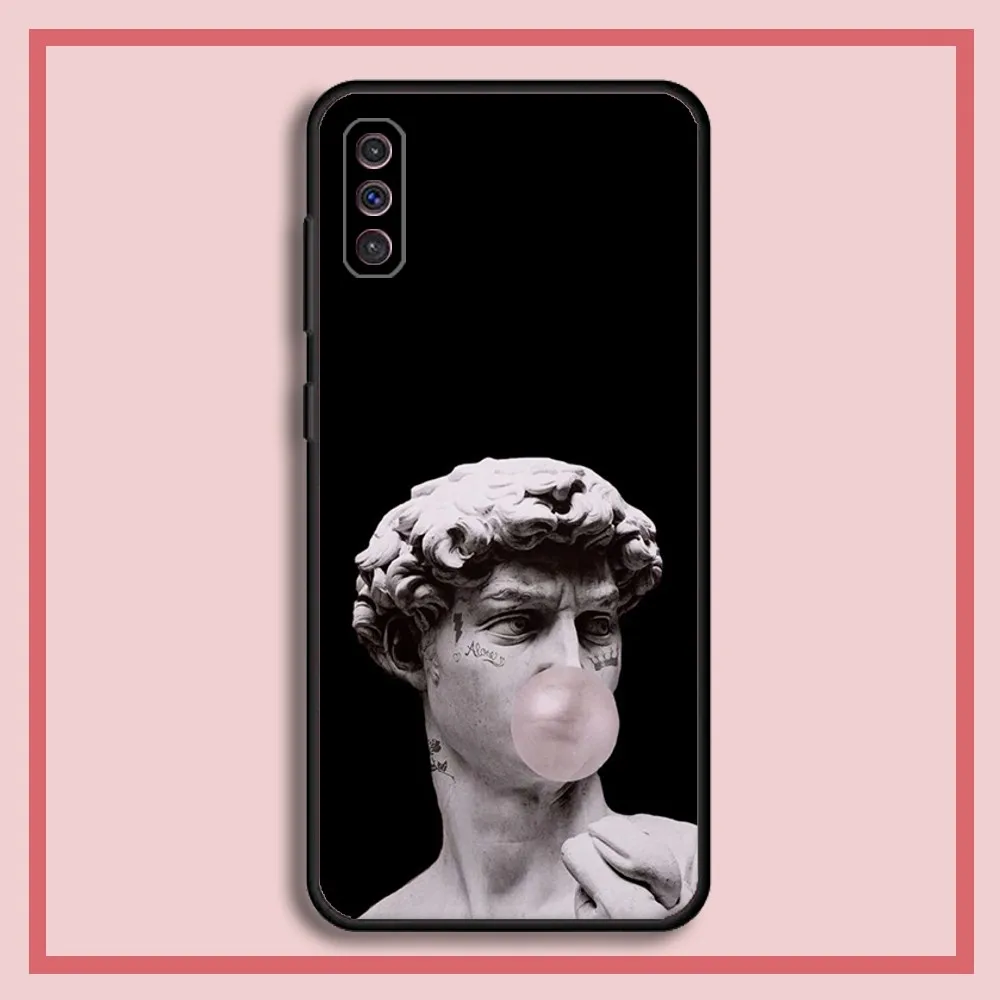 Art Aesthetic Statue of David Phone Case For Samsung S23,23,22,30,21,10,9,Note20 Ultra,Lite,Ultra,5G,Plus,FE,Black Soft Case