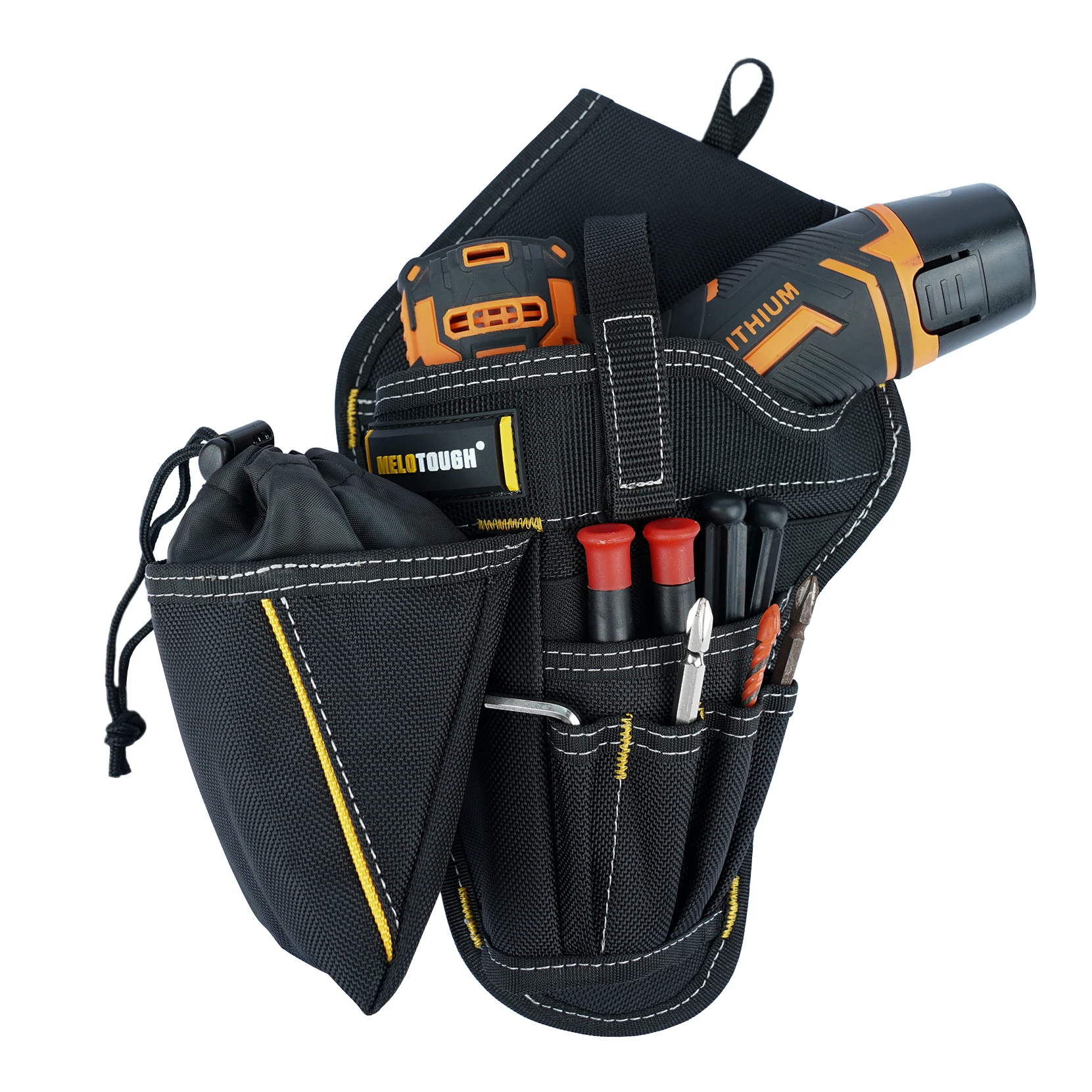Bohrerholster Schlagschrauberholster mit Bitbeutel Heavy Duty Schlagholster für Werkzeuggürtel – Detail 7