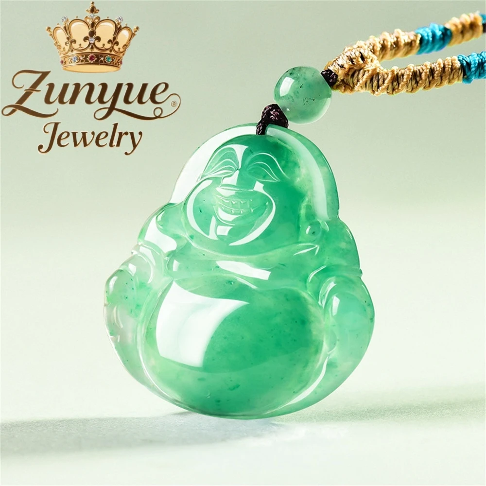 Natural Jade African Jade Maitreya Buddha Dulong Jade Buddha Pendant, Chinese-Style Pendant, Popular And Simple Fashion Jewelry