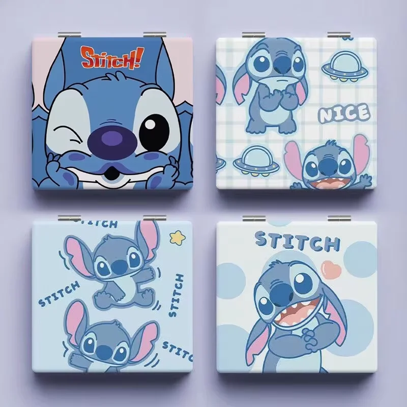 

New Stitch Makeup Mirror Print Portable Double Sided Folding Makeup Mirror Girl Handheld Mirror Cartoon Double Sided Mirror Gift