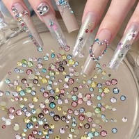 100pcs Glitter Diamond Colorful Crystal Nail Art Charms Rhinestones Super Bright White Glass Flat Bottom Manicure Accessories