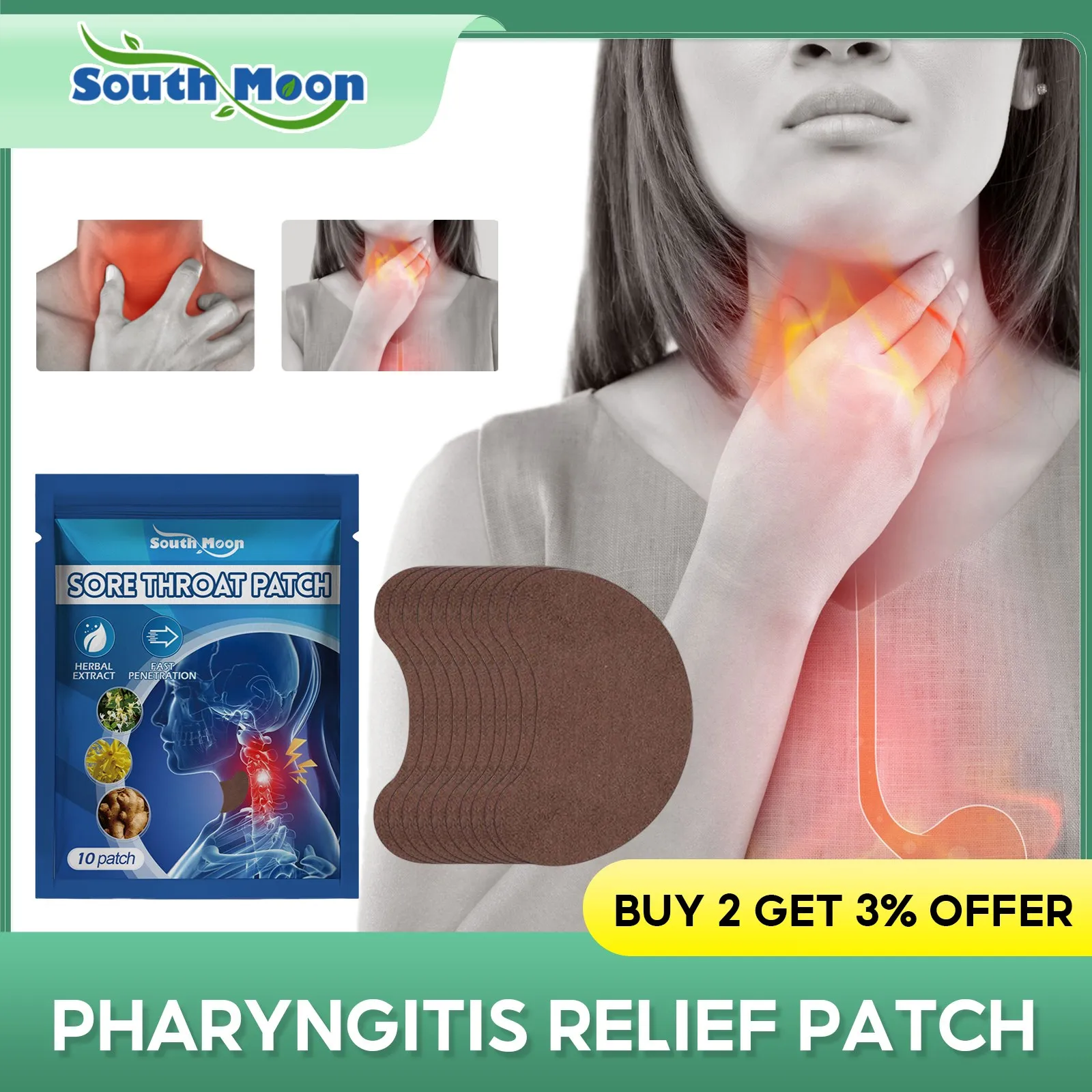 

Sore Throat Plaster Esophagitis Relief Dry Itchy Tonsil Pain Anti-Inflammatory Swelling Expectorant Chronic Pharyngitis Patches