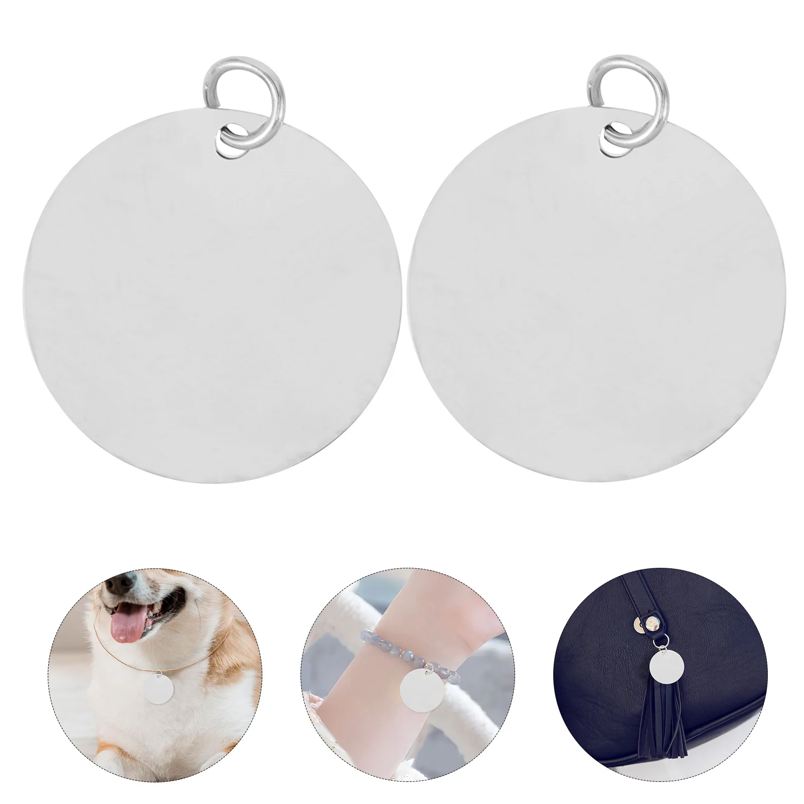 

15 Pcs Stainless Steel Polished Hanging Tag Blank Keychain Tags Round Charms Silver Bracelet Metal Pendants