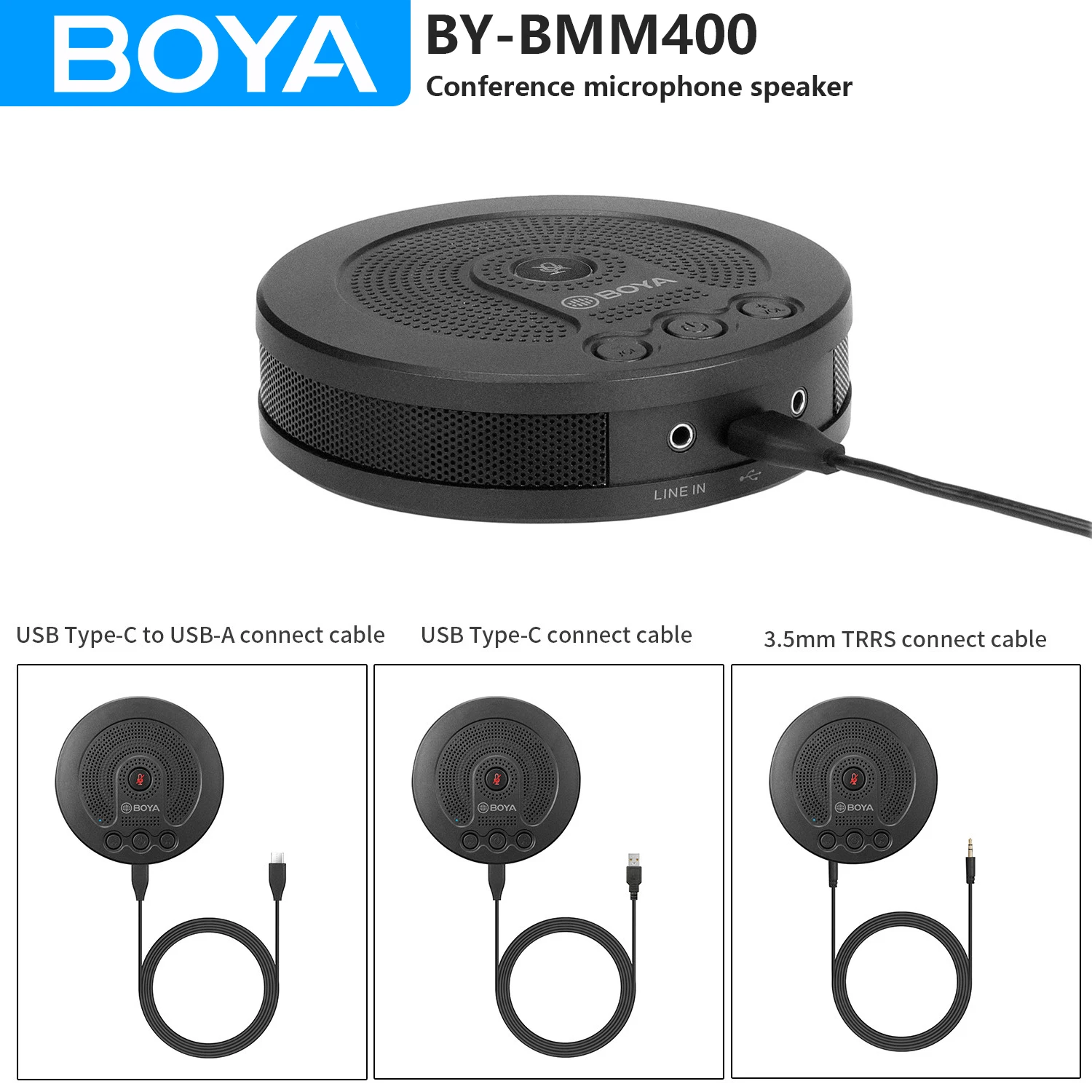 

BOYA BY-BMM400 Condenser USB Microphone with Speaker for PC iPhone Android Computer Zoom Meeting Conference Streaming Youtube