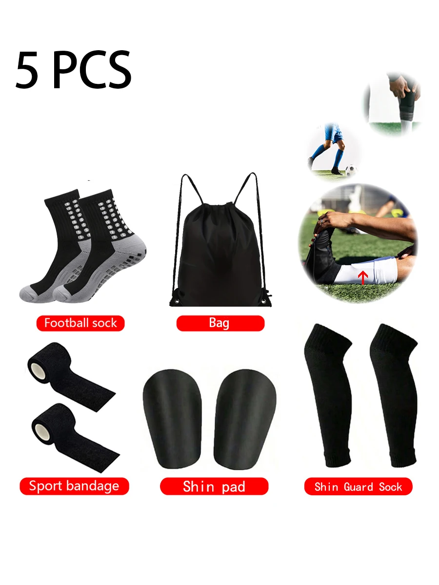 

Набор из 5 предметов для мужчин и женщин, спортивные футбольные носки, спортивные бандажные футбольные сумки, эластичные носки, ободок, защита ног