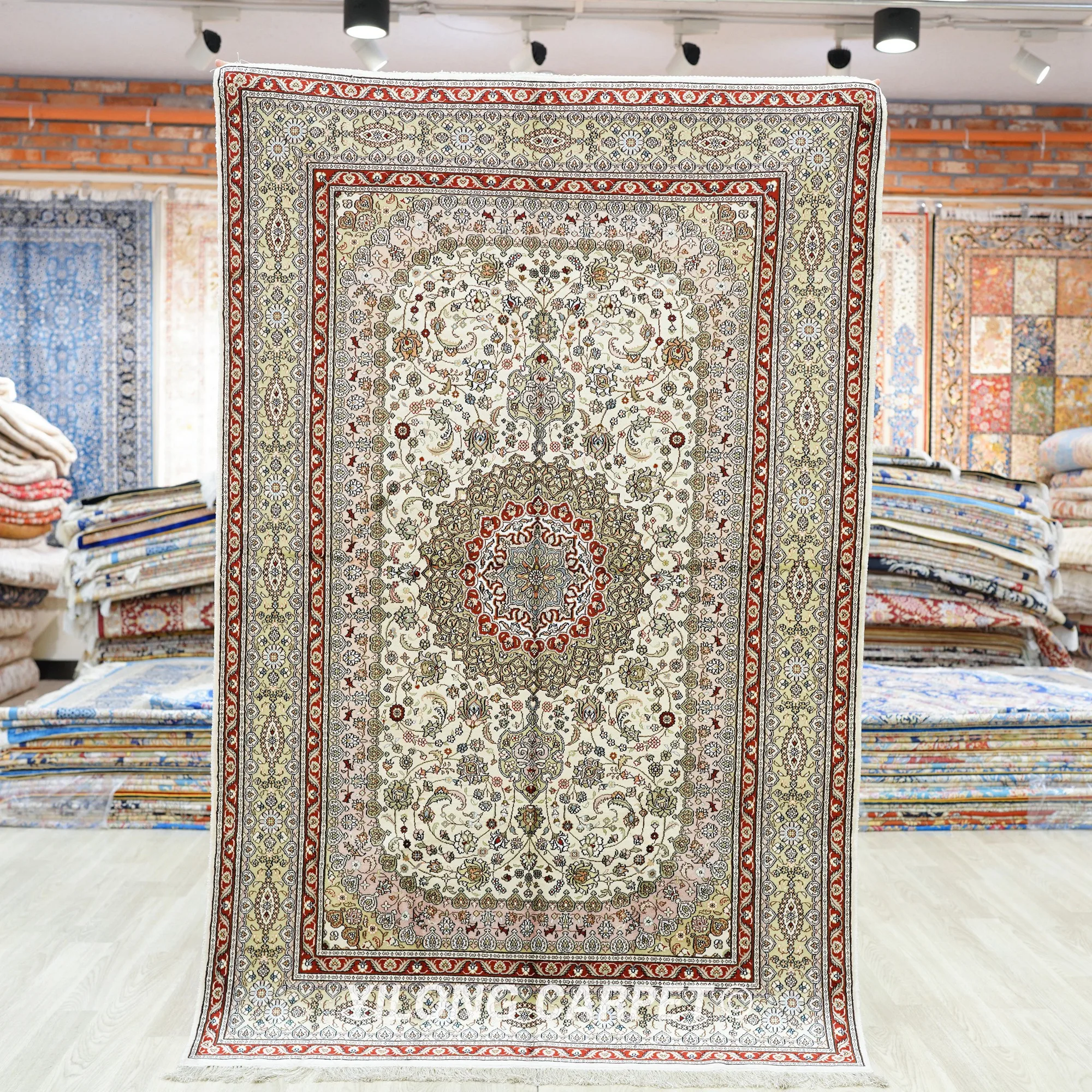 

122x183cm Hand Knotted Classic Persian Rugs Turkish Antique Exquisite Silk Carpet (SLF169B)