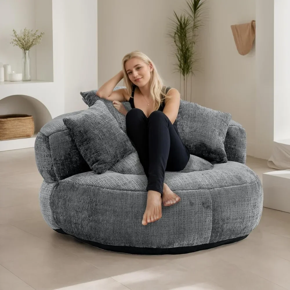 Jumbo Bean Bag Chair, 20.47 Inches with Pillows, Lazy Chair for Living Room, Fluffy Sofa Bed with Armrests, Bean Bag Sofa Chair